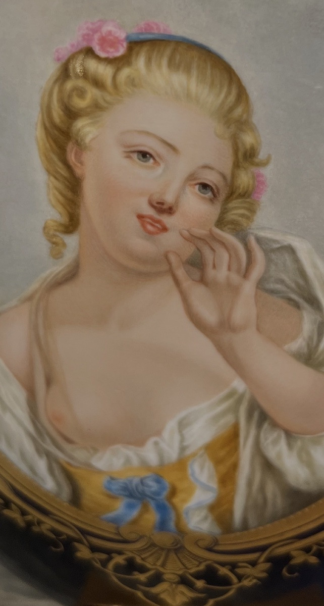 Vase Impérial En Porcelaine De Sèvres - Medallion Signed Virginie Boquet - Napoleon III Period-photo-2