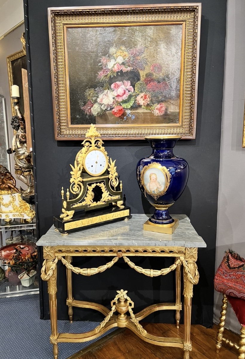 Vase Impérial En Porcelaine De Sèvres - Medallion Signed Virginie Boquet - Napoleon III Period-photo-3
