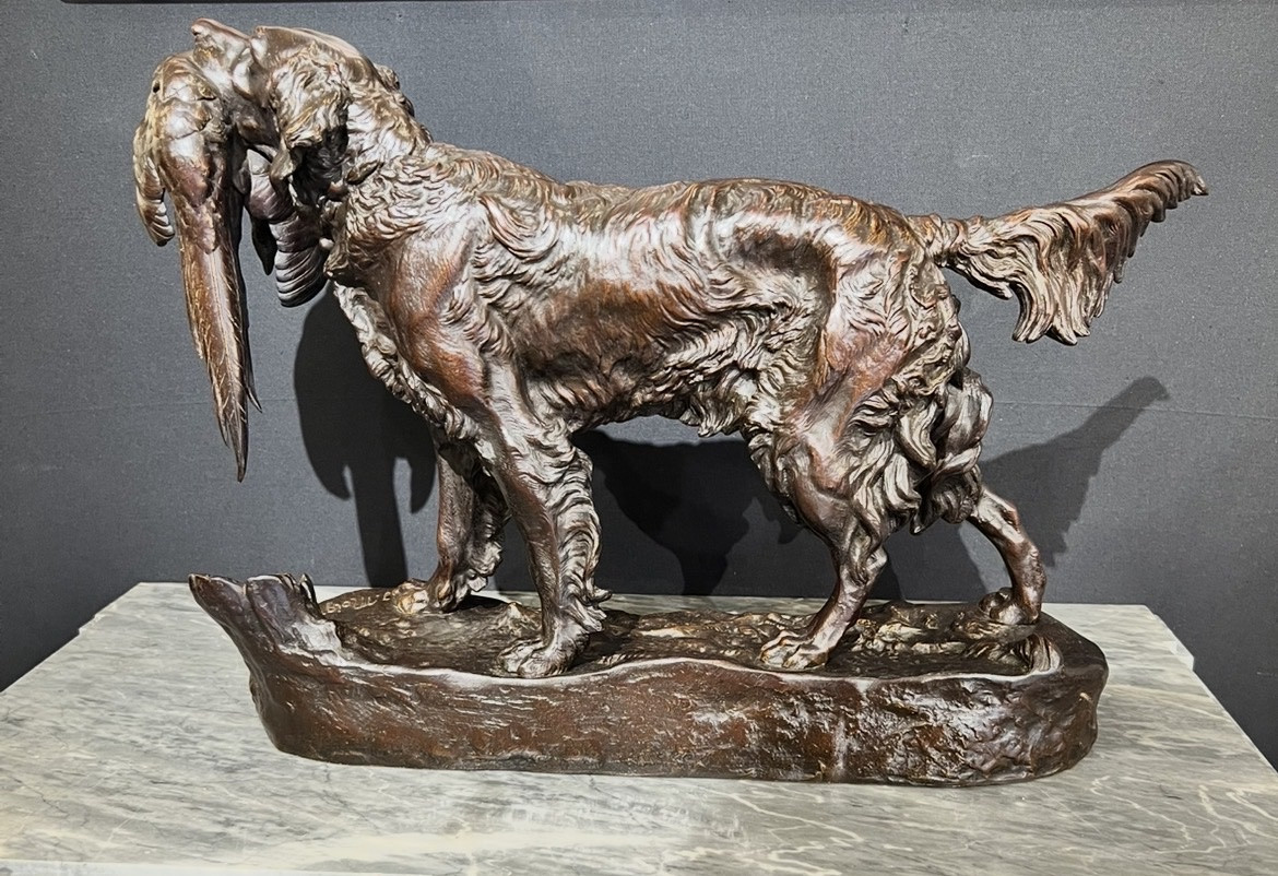 Bronze Hunting Animal In Patinated Bronze -photo-4