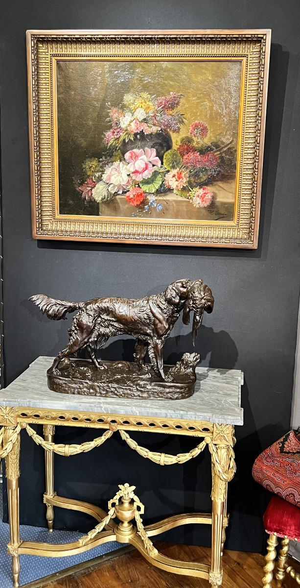 Nature Morte Aux Fleurs – Huile Sur Toile Signée H. Tessier -photo-3
