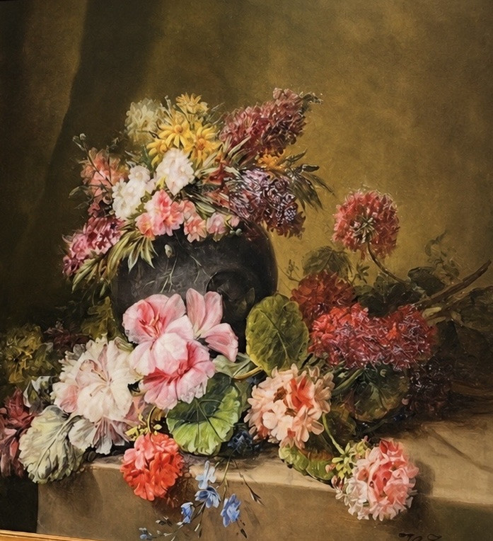 Nature Morte Aux Fleurs – Huile Sur Toile Signée H. Tessier -photo-2