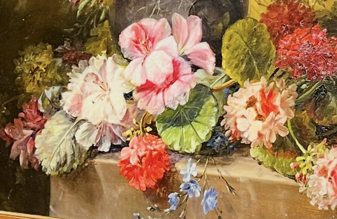 Nature Morte Aux Fleurs – Huile Sur Toile Signée H. Tessier -photo-3