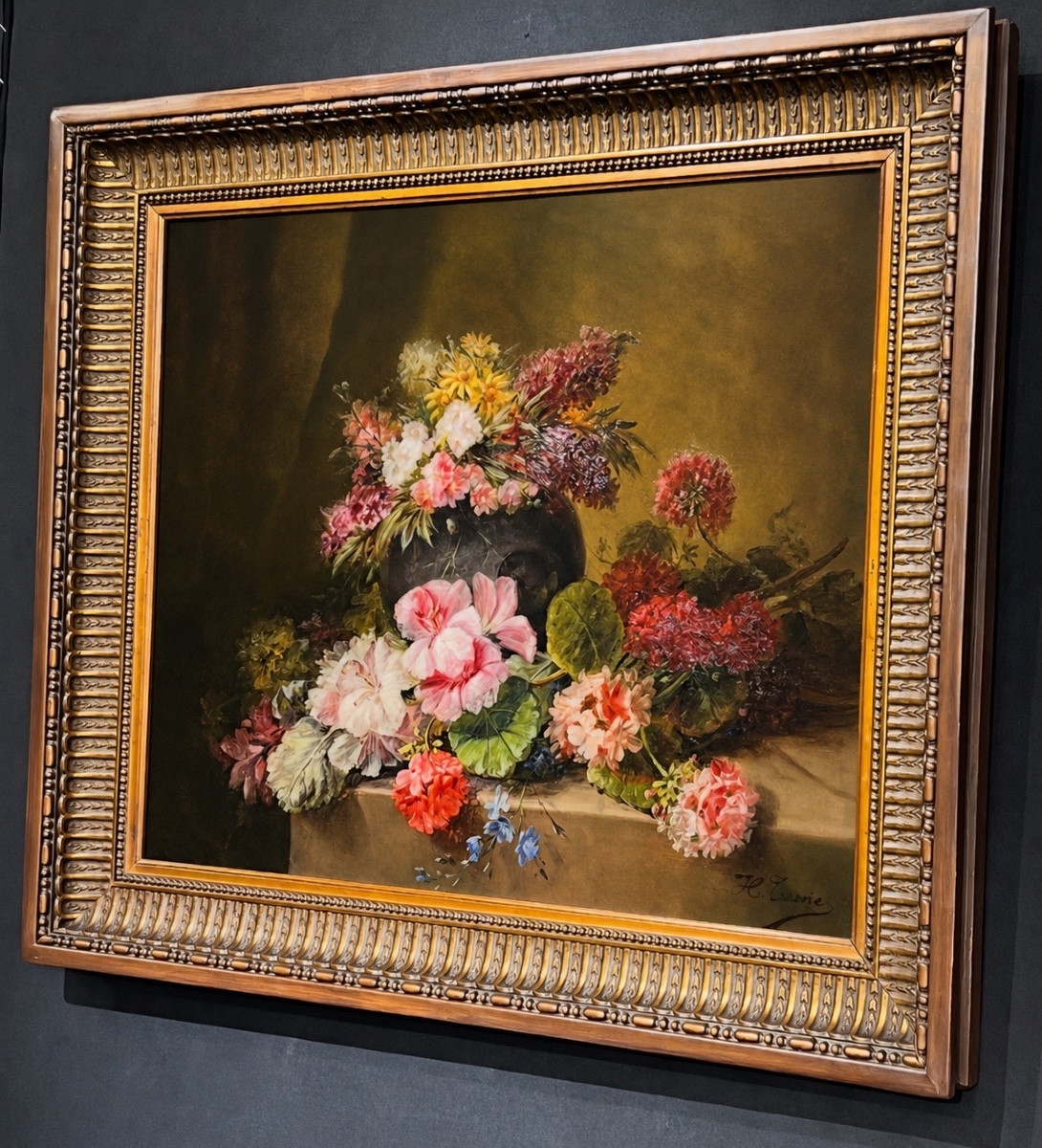 Nature Morte Aux Fleurs – Huile Sur Toile Signée H. Tessier 