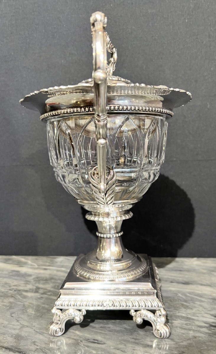 Drageoir couvert en argent massif Minerve et cristal taillé – Albert Courtin, Paris, vers 1900-photo-4