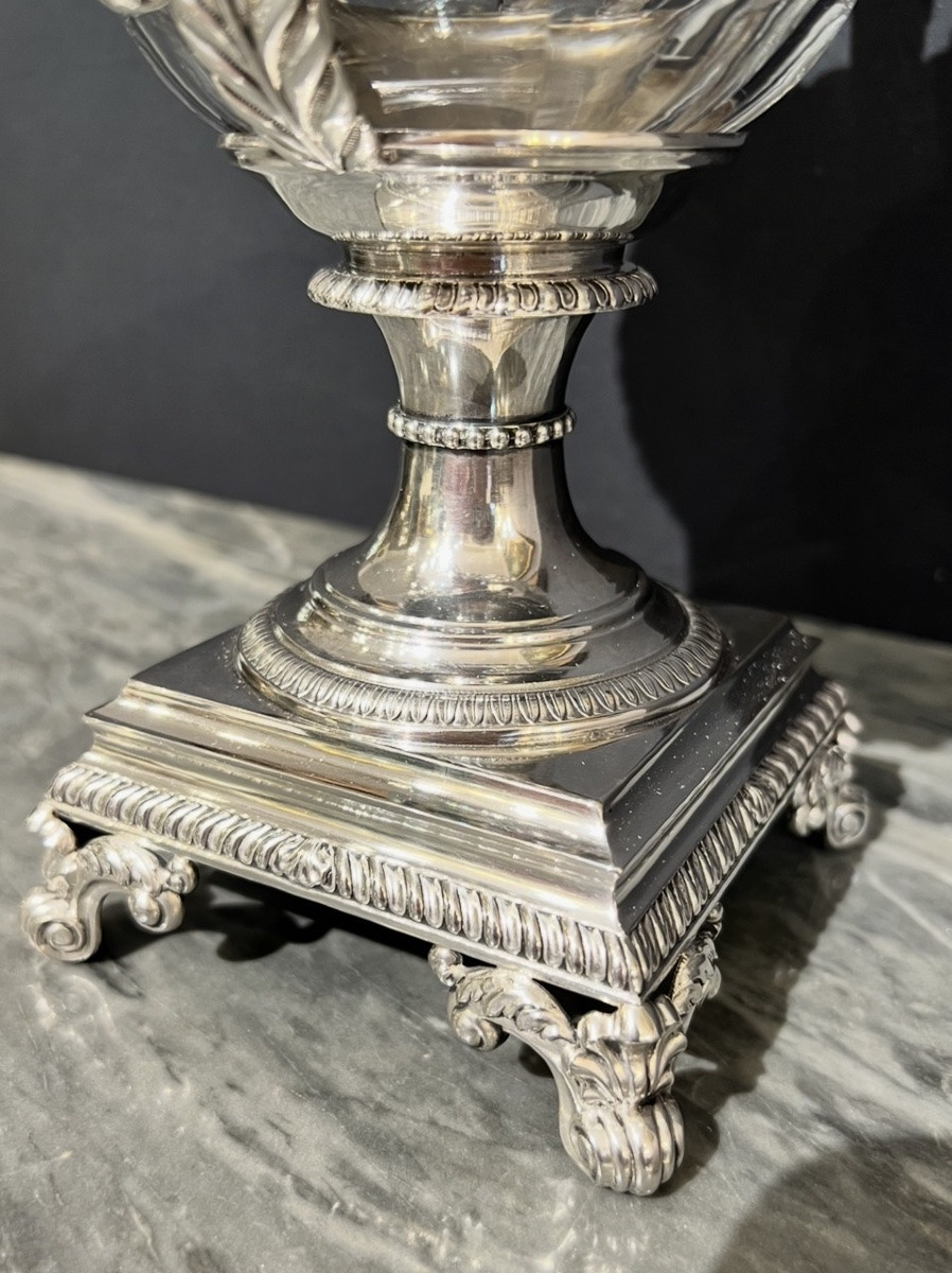 Drageoir couvert en argent massif Minerve et cristal taillé – Albert Courtin, Paris, vers 1900-photo-8