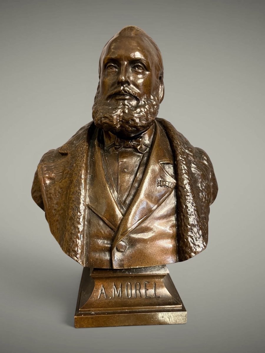 Buste en bronze d’Augustin Morel (1817-1899) – André-Louis-Adolphe Laoust, fonte Barbedienne, 1
