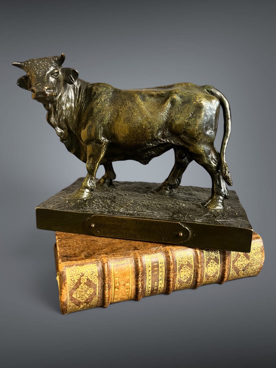 Jeune Taureau  Bronze animalier signé R. Guillaume – Exposition 1889