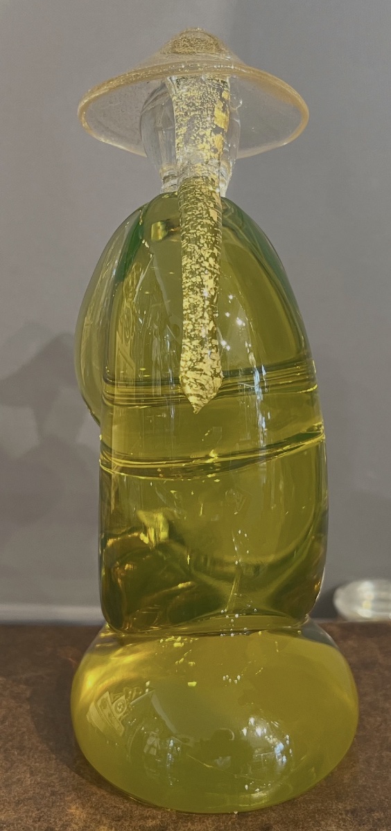 Kneeling Chinese Figure Made Of Uraline Glass – Murano, Circa 1960-photo-4