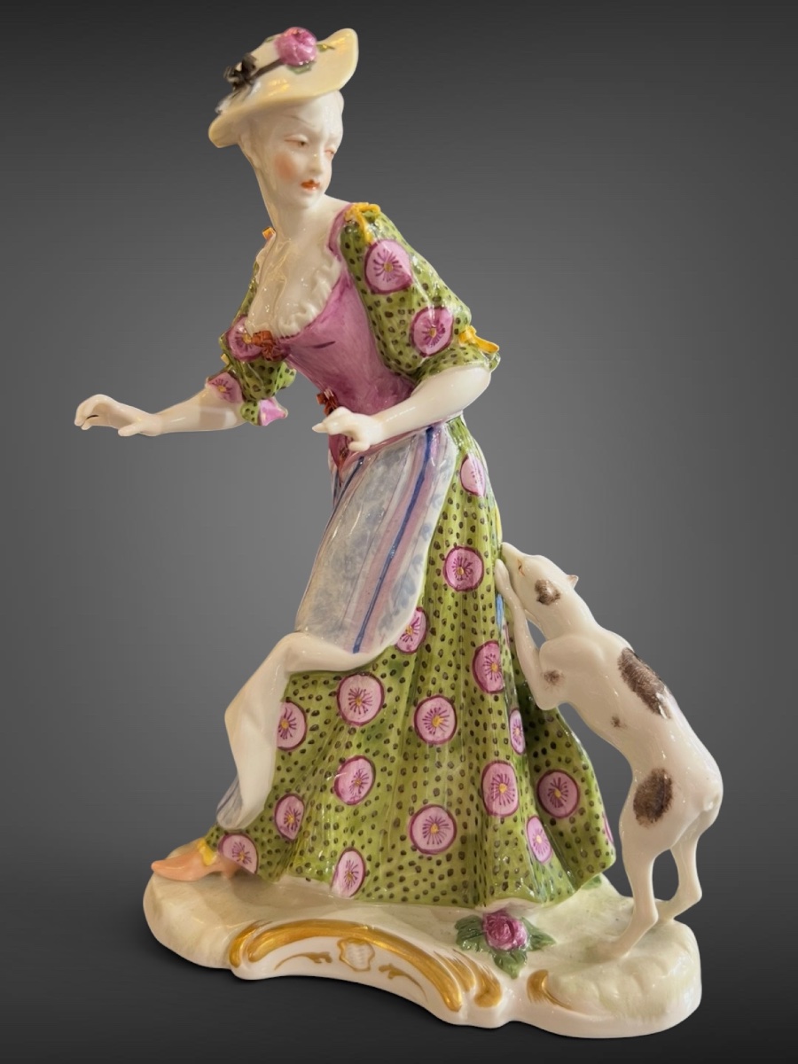 Nymphenburg – “lady Attacked By A Small Dog”  Based On A Model By Franz Anton Bustelli 