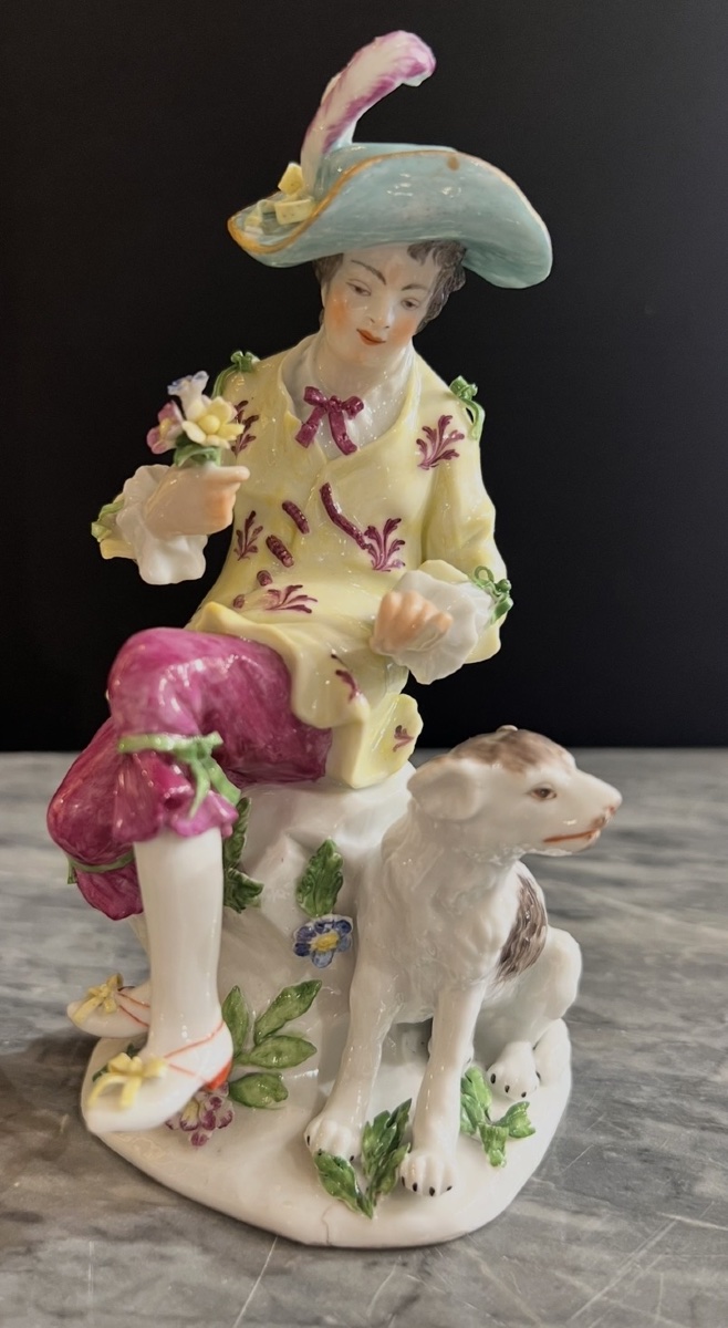 Young Gentleman With A Dog – Volkstedt Porcelain (attributed To Triebner, Ens & Eckert),-photo-2