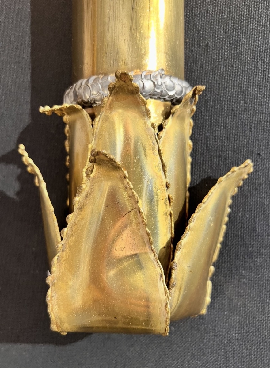 Applique Palmier en laiton – Travail des années 1970-photo-1
