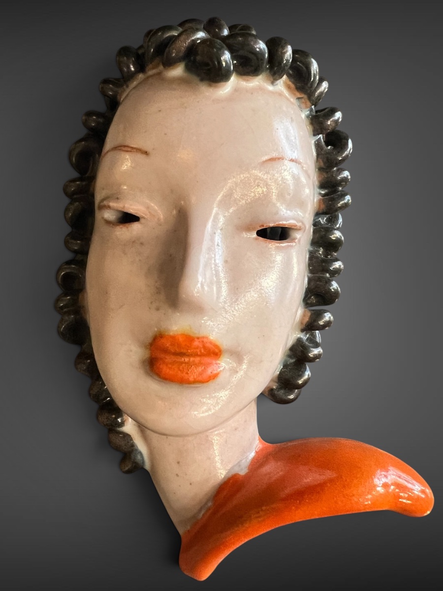 Goldscheider – Art Deco Wall Mask By Rudolf Knörlein, Circa 1932
