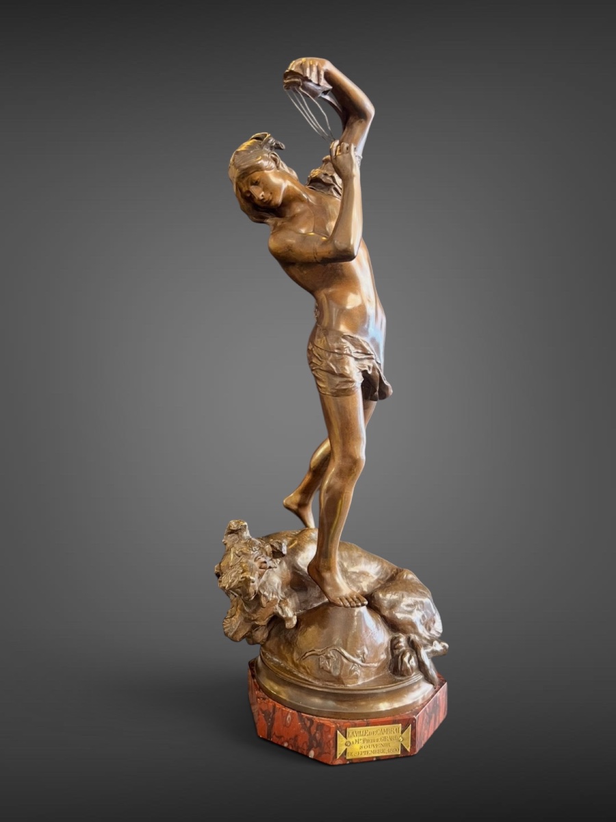 Henri Peinte – Orphée endormant Cerbère, bronze offert par la Ville de Cambrai en 1890