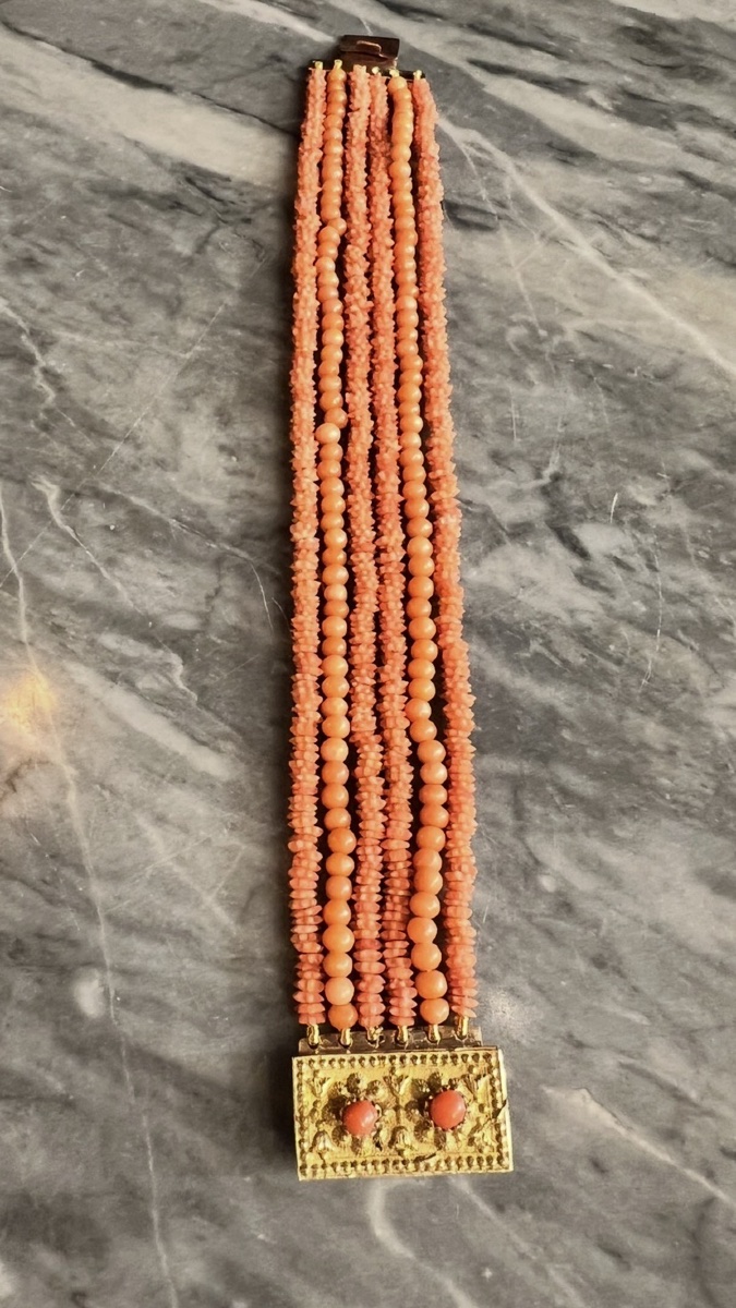 Antique Six-row Coral Bracelet – Pom-pom Clasp – Circa 1850-photo-4