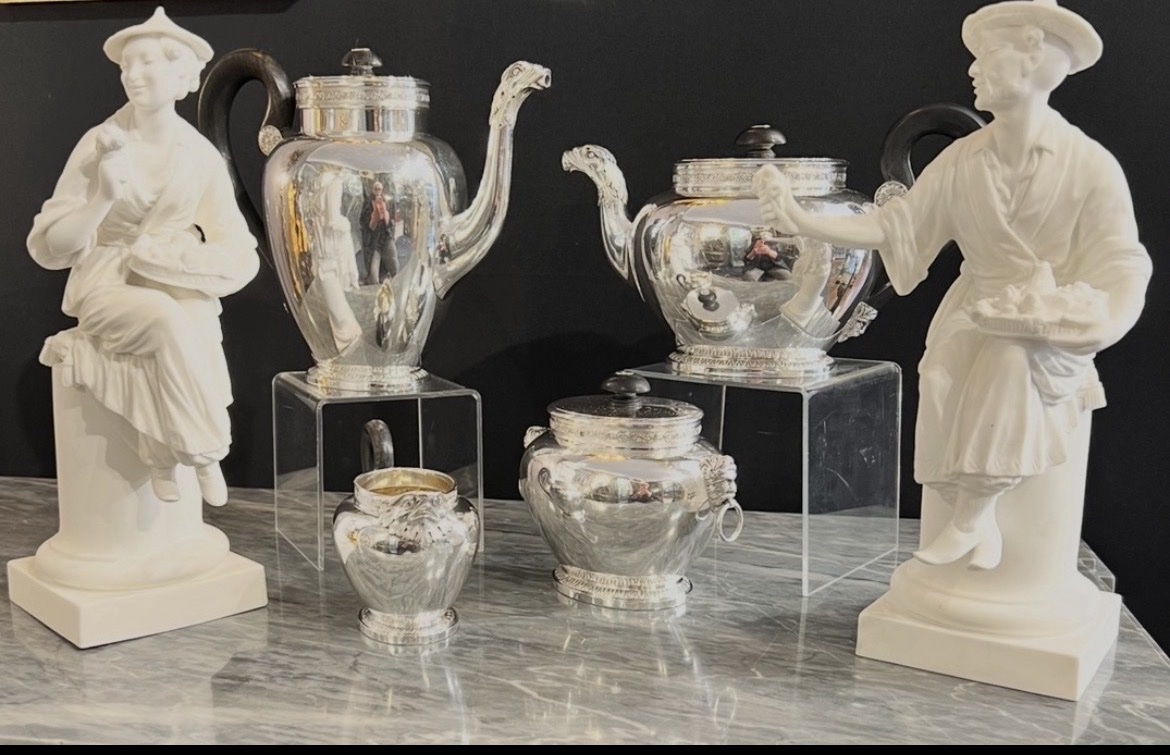 Service Thé Café En Argent Massif, Mascarons Et Becs Zoomorphes, Vers 1920