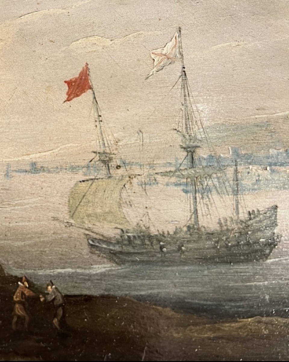 A Stop At The Foot Of The Ramparts — 18th-century Marine Painting On Copper-photo-3