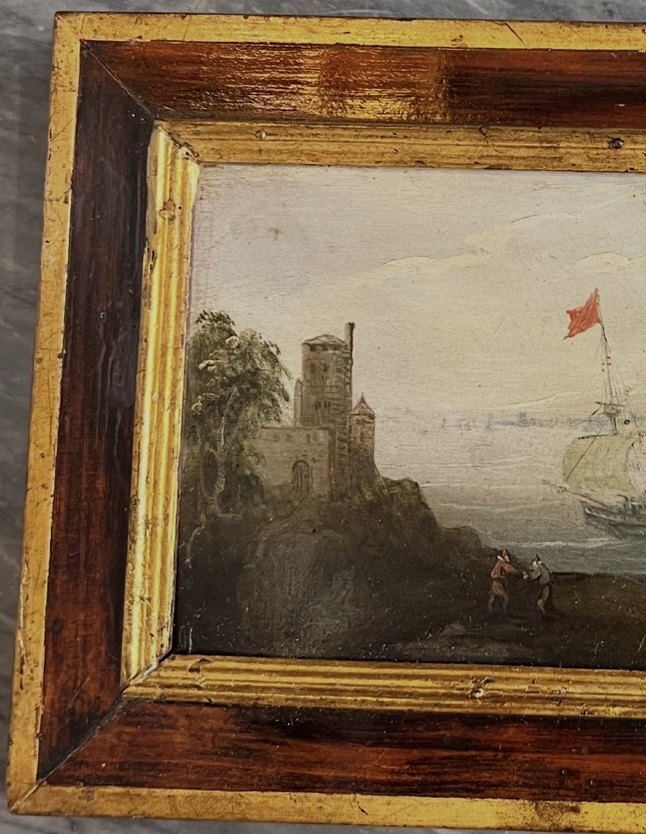 A Stop At The Foot Of The Ramparts — 18th-century Marine Painting On Copper-photo-2