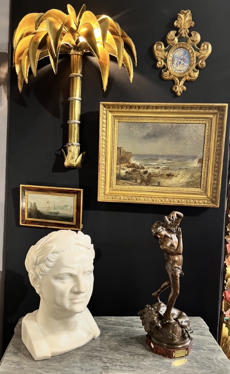 Under The Angel's Protection — Painting On Vellum In A Gilded Baroque Frame-photo-4