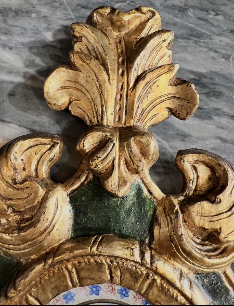 Under The Angel's Protection — Painting On Vellum In A Gilded Baroque Frame-photo-5