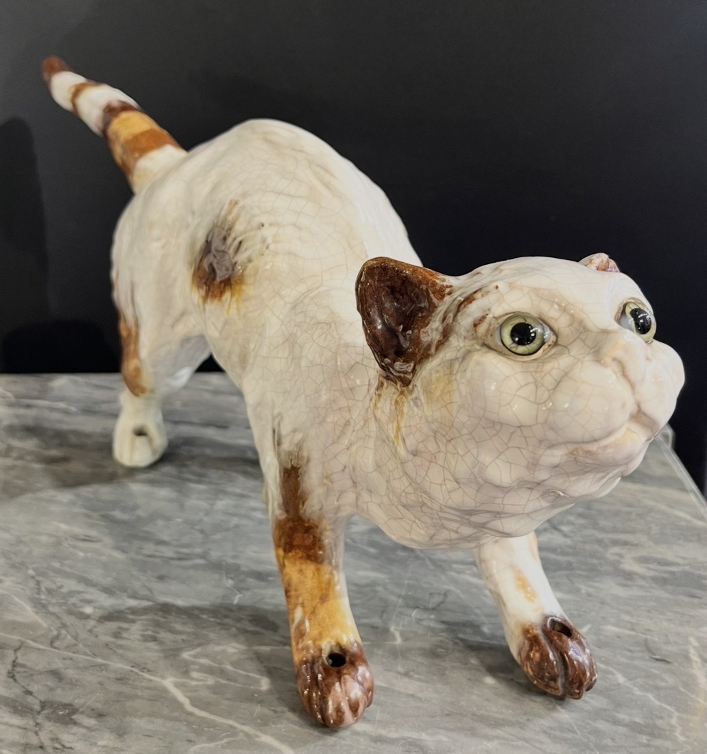Roof Cat With A Rounded Back – Glazed Terracotta, Attributed To Bavent-photo-2