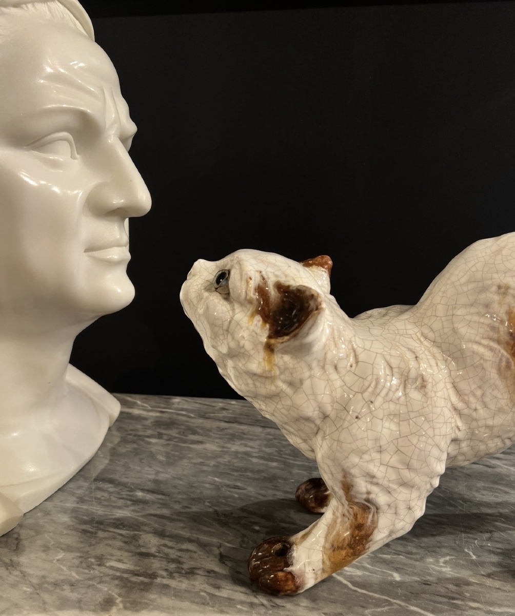 Roof Cat With A Rounded Back – Glazed Terracotta, Attributed To Bavent-photo-3