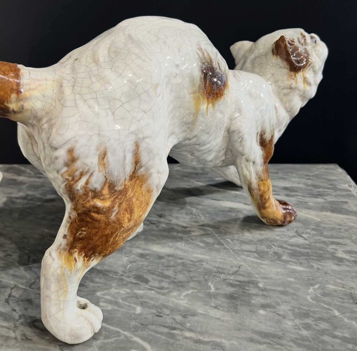 Roof Cat With A Rounded Back – Glazed Terracotta, Attributed To Bavent-photo-2