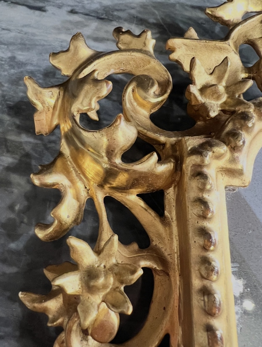 Small Carved And Gilded Wooden Mirror In The Baroque Style-photo-1