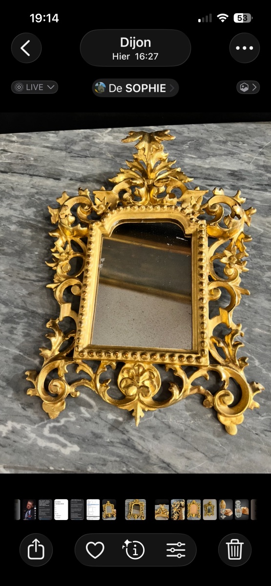 Small Carved And Gilded Wooden Mirror In The Baroque Style-photo-2