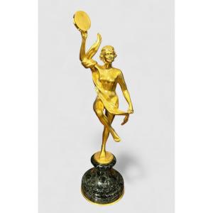 Gilt Bronze – Dancer With A Tambourine