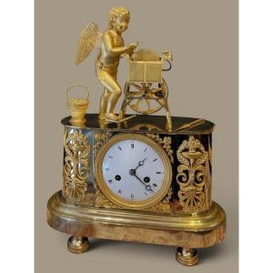 Empire Gilt Bronze Mercury Clock - Cupid Remover - Early 19th Century