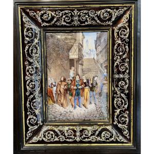 Large Painted Enamel Panel Signed Mansuy-dotin - Pupil Of Claudius Popelin - Exceptional