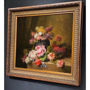 Nature Morte Aux Fleurs – Huile Sur Toile Signée H. Tessier