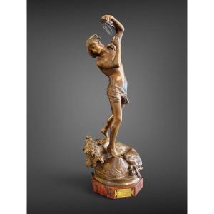 Henri Peinte – Orpheus Lulling Cerberus To Sleep, A Bronze Sculpture Donated By The City Of Cambrai In 1890