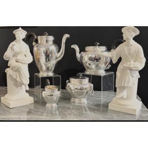 Service Thé Café En Argent Massif, Mascarons Et Becs Zoomorphes, Vers 1920