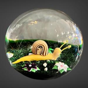 Baccarat – Presse-papier « L’Escargot au jardin » – Édition limitée 222/300 – 1977