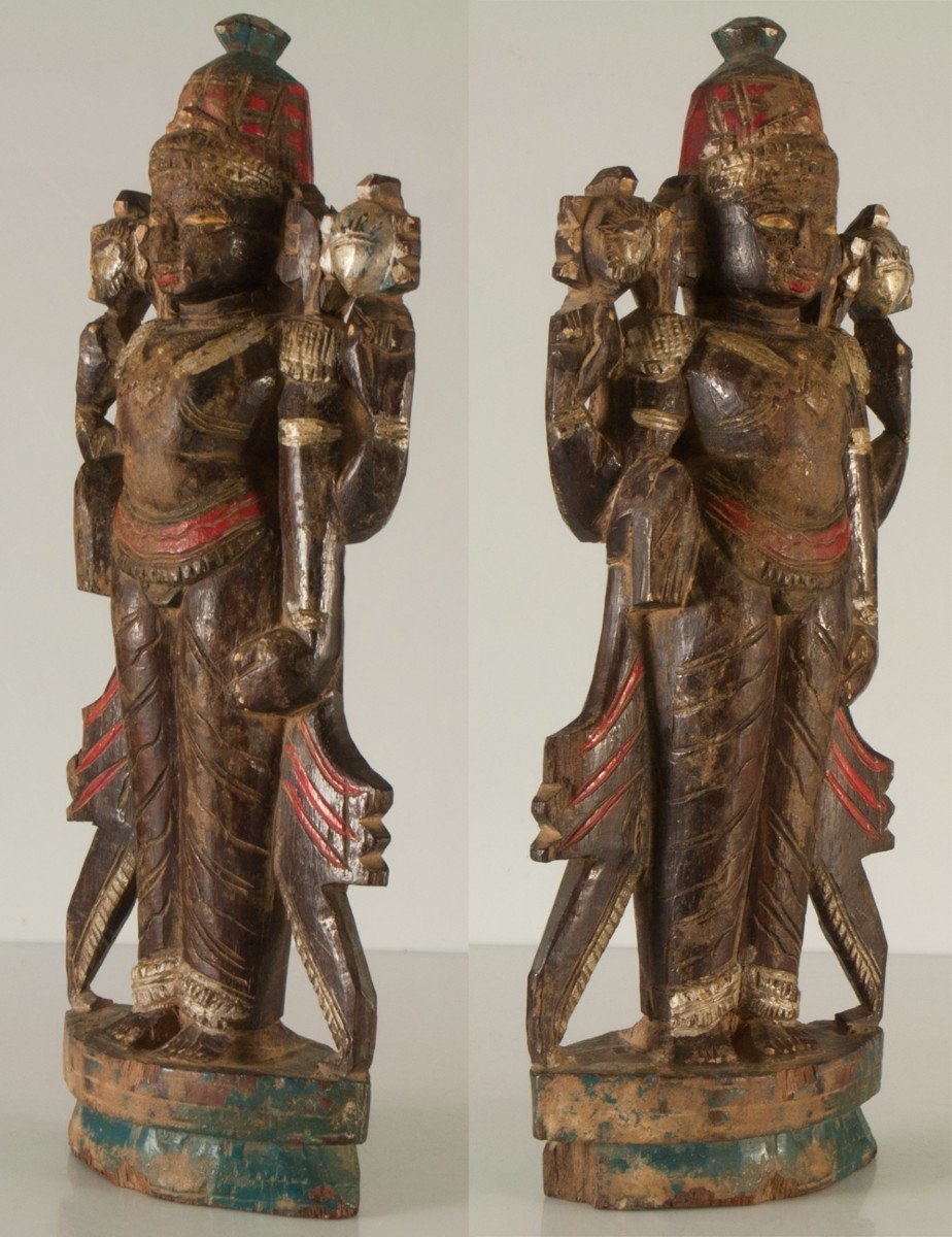 Asian Carved Wood Statue-photo-2