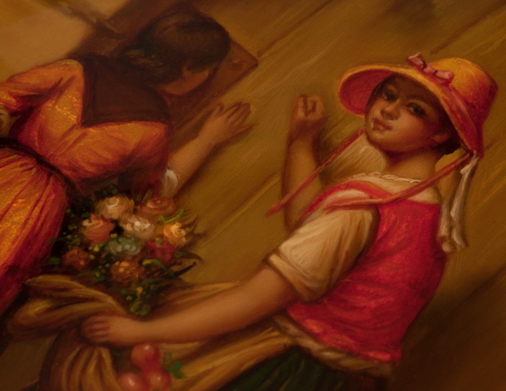 Boite En Laque Russe  Jeune Femme Au Bouquet Et Champignon / Antonova-photo-3