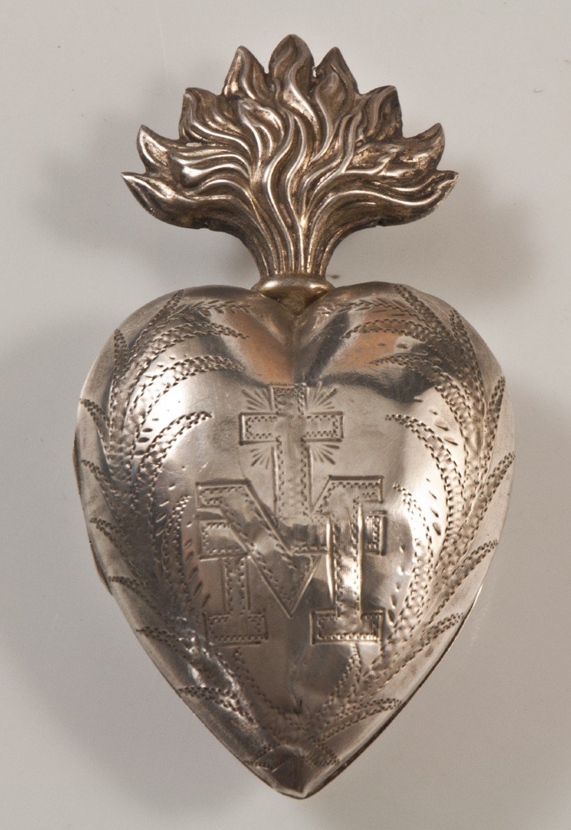 Heart Of Mary In Silver/ Reliquary Ex Voto -photo-1