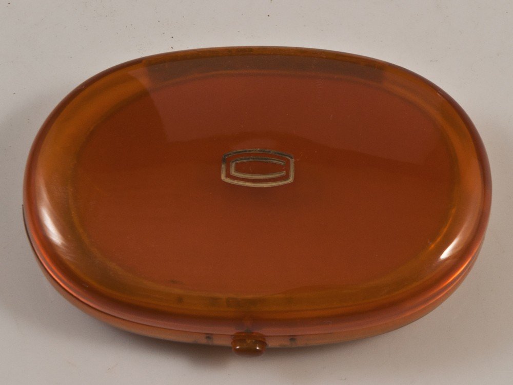 Art Deco Compact Silver Mount Hallmark Minerva / Minaudière-photo-3