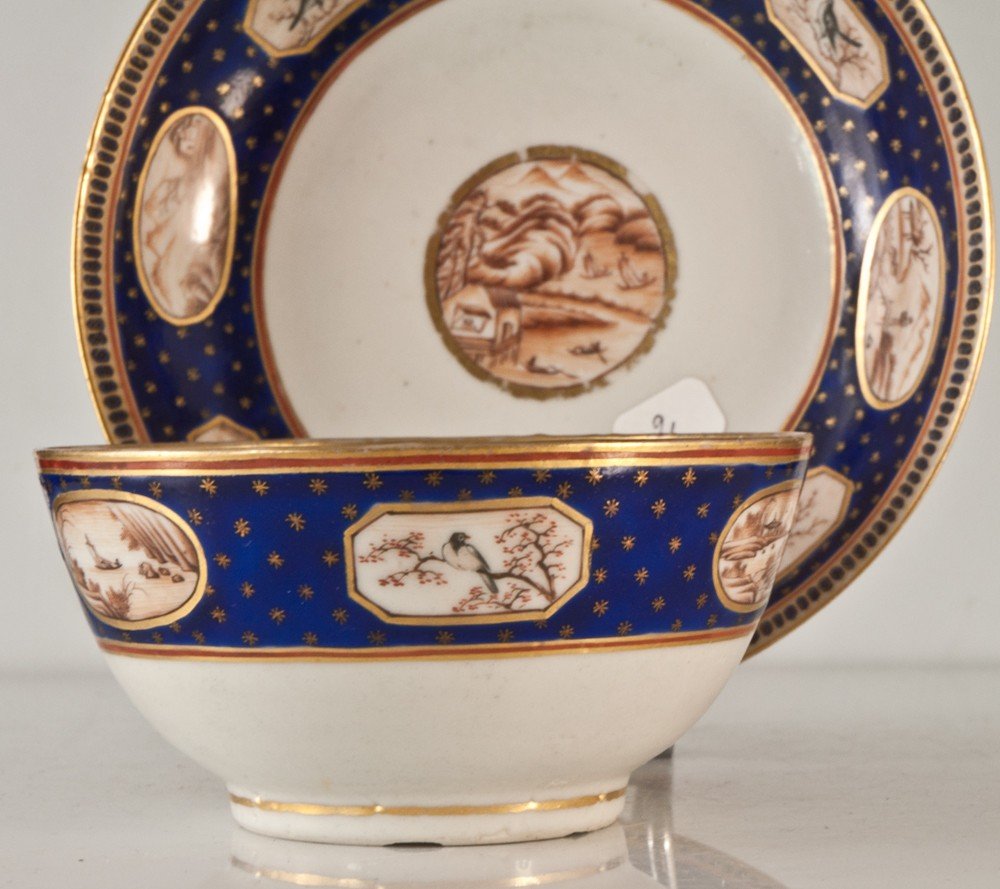 Bowl And Saucer China XVIIIth East India Company Lot2-photo-2