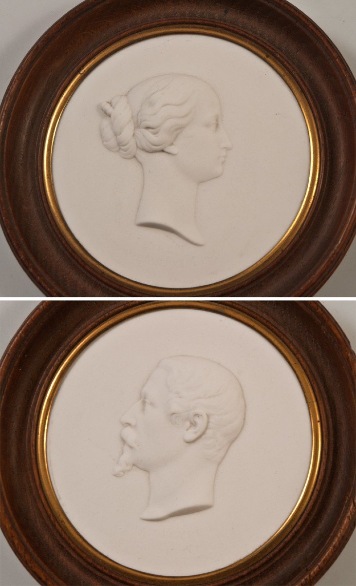 Portrait De Napoléon Et Eugénie, Biscuit De Sèvres 1864-photo-3