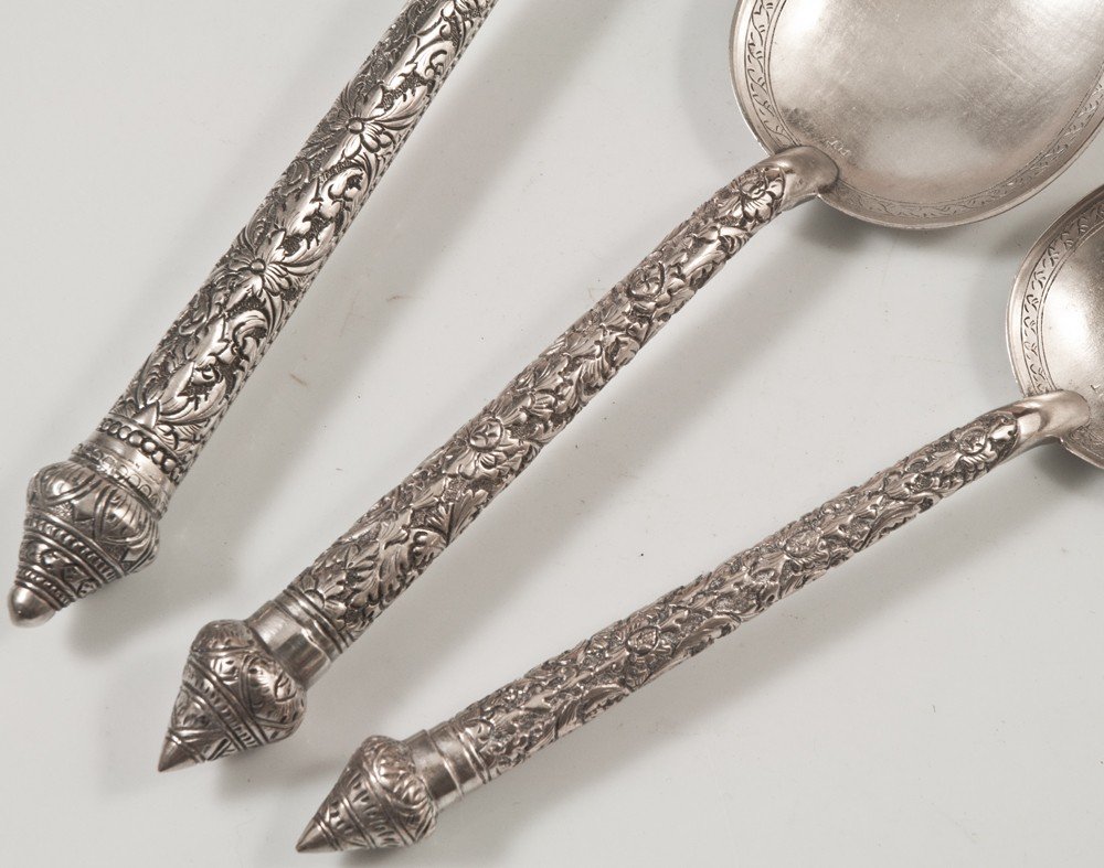 3 Ladles / Rice Spoons Asian Silver China Indochina Vietnam Cambodia-photo-2