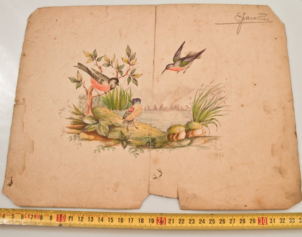 Set Of Watercolor Flowers And Birds-photo-2