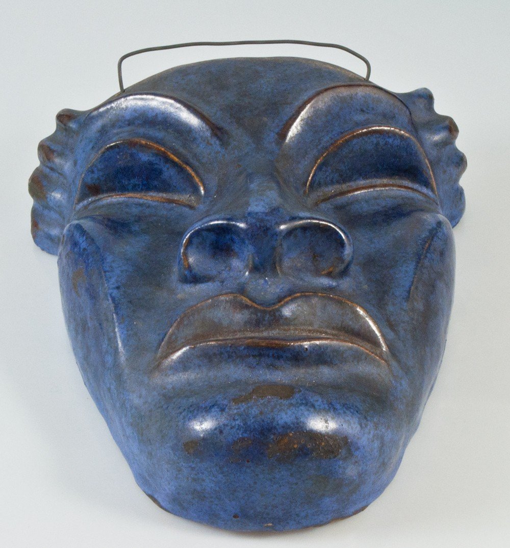 Signed Art Deco Ceramic Mask / Head-photo-2
