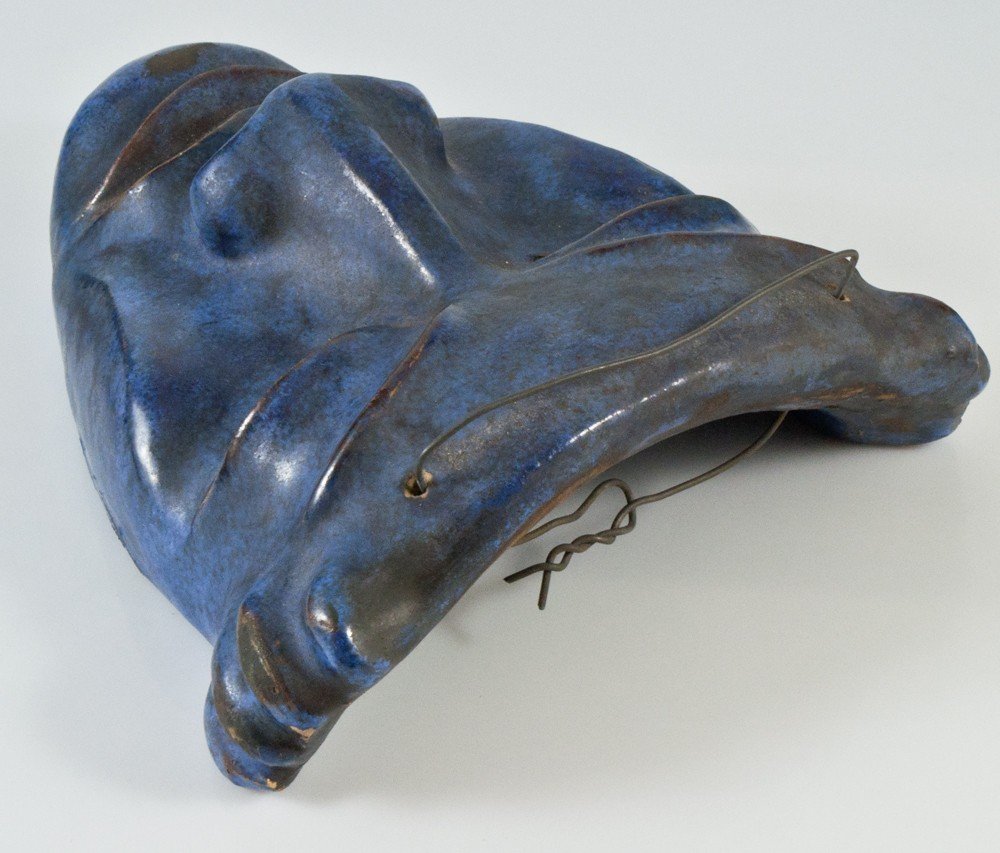 Signed Art Deco Ceramic Mask / Head-photo-3