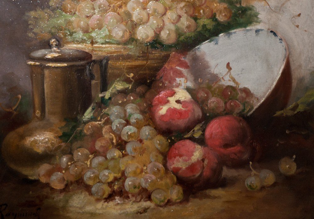 Casimir Raymond: Nature Morte Aux Fruits Tableau Provençal  / AG 1-photo-3