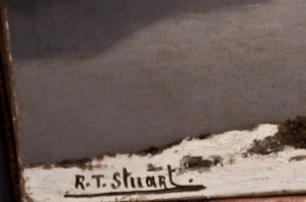 Robert T. Stuart: Animated Snowscape / Painting In Sepia / Ag 10-photo-3