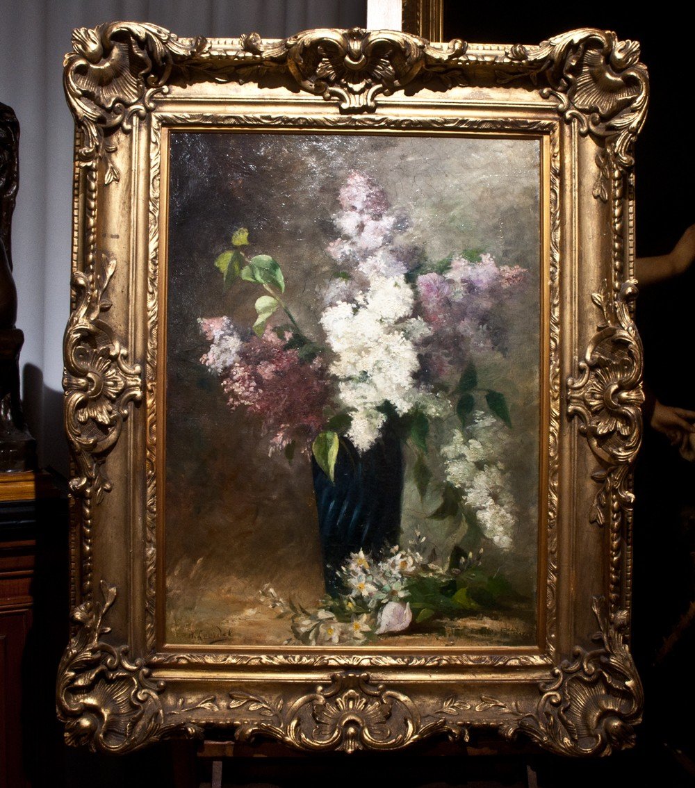 Henriette Rouvenat Lourdel:  Bouquet De Lilas Dans Un Vase / AG 12-photo-4