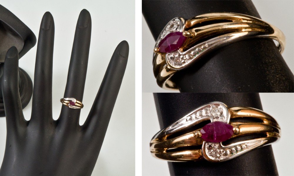 Ruby And Brilliant Ring In 18 Carat Gold Eagle Head Hallmark-photo-2