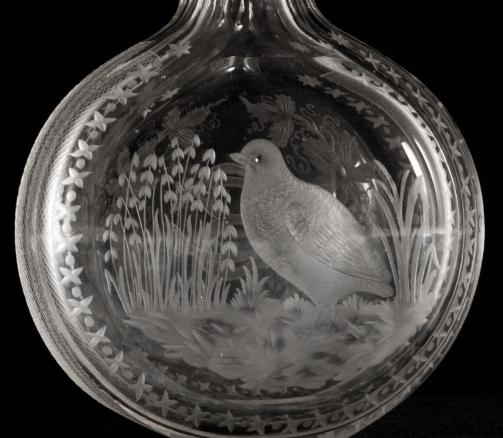 Flasque De Chasse Cristal Taillé Perdrix-photo-2
